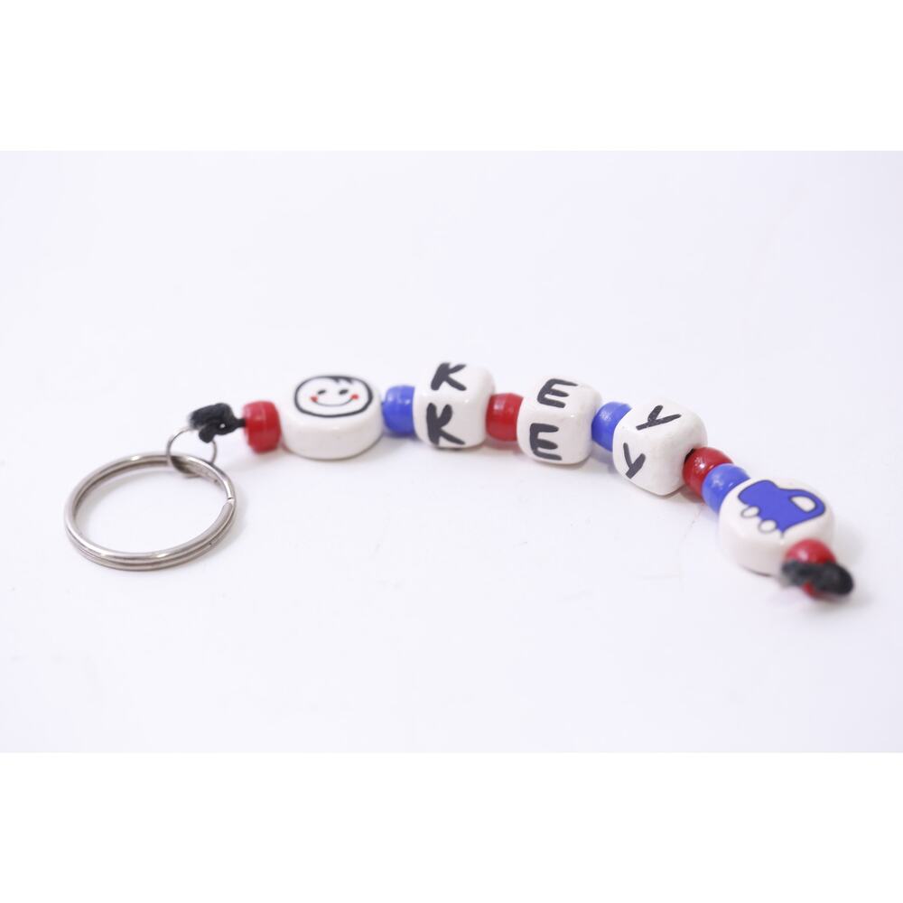 Car Key, Keychain, Beaded, 6 inches, Gift Idea, Accessory, ~ 251013-WH 1367